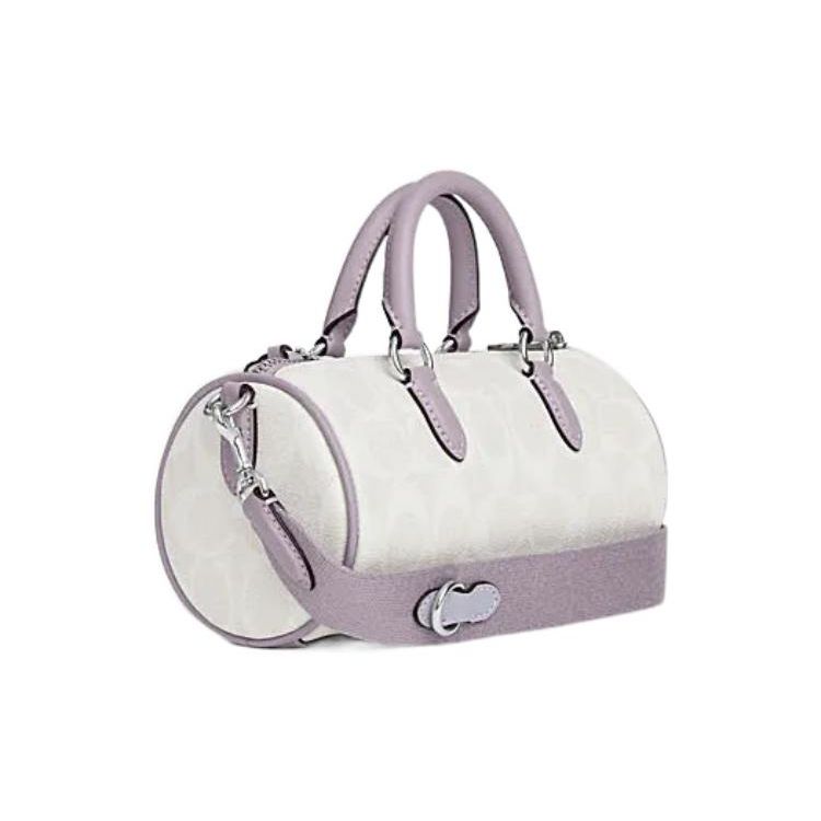 Coach Lacey 20 Classic Floral Tassel Zip Closure Boston Bag Women handbags White Purple CB874-SVVVJ