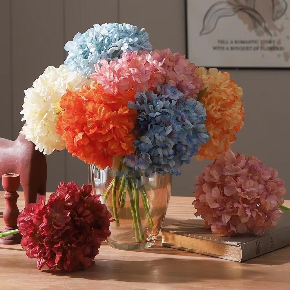 Realistic Look Hydrangea Artificial Flowers Bouquet Reusable Silk Flower Living Room Decoration