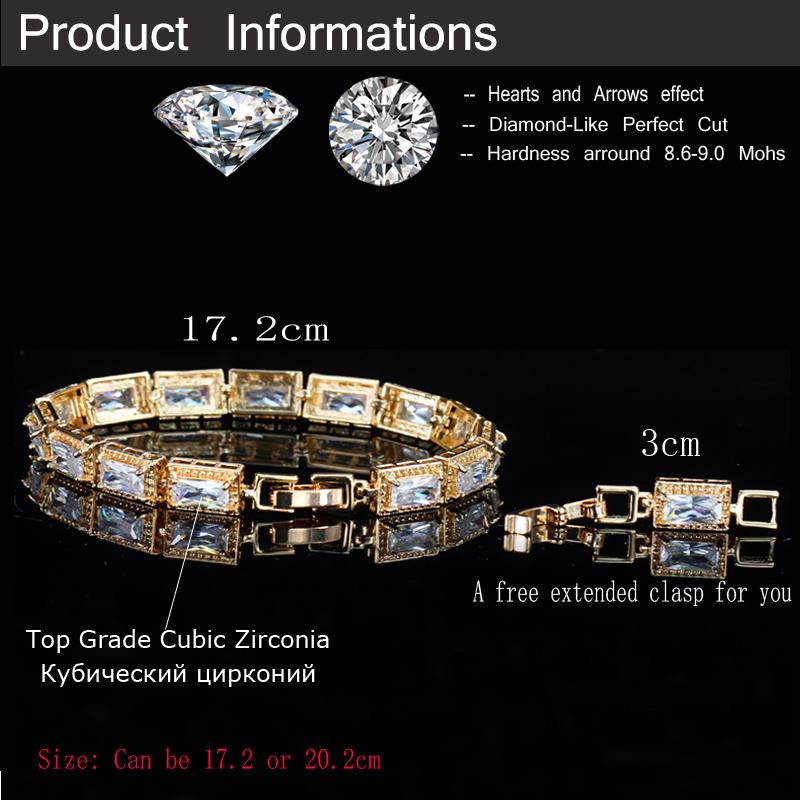 WWJ Trendy Women Wedding Wristband Princess Cut Cubic Zirconia Multi Color Bracelet