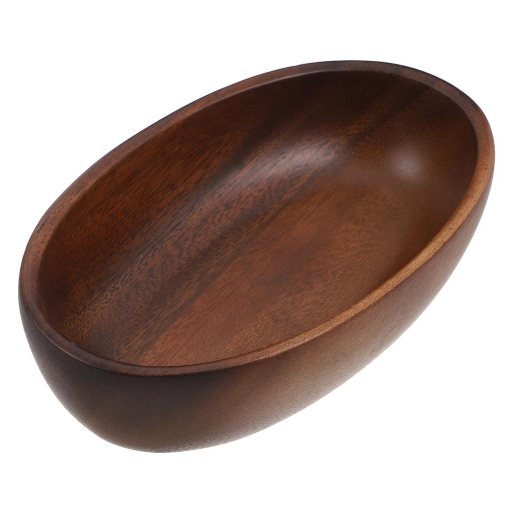 1pc Large Vintage Walnut Wood Boat Shape Bowl Salad Serving Wooden Kitchen Fruit Bowls Bar Decorative Dishes Mixing Dough Bowls