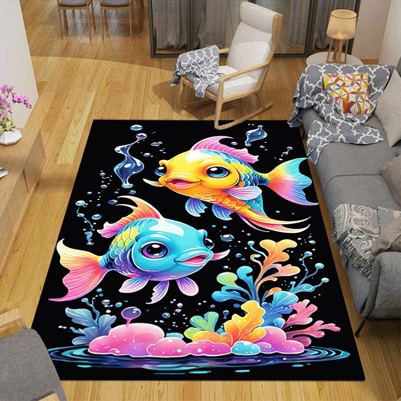 1pc Cute goldfish Design Area Rug - Soft, Anti-Slip, and Durable Gaming Room Decor for Bedroom
