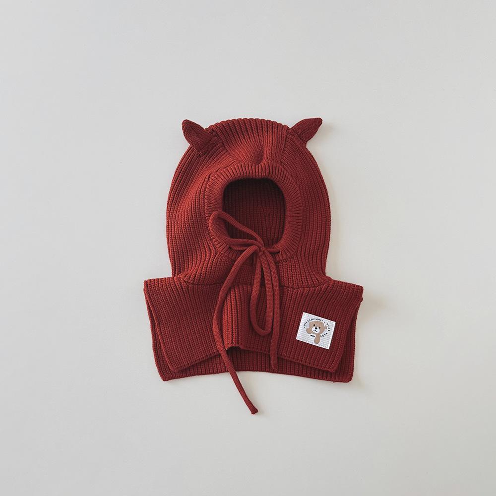 Комплект 2 в 1: детская шапка-шарф, зимний набор, шапка-бини с ушками для малышей, грелка для шеи, вязаная балаклава для мальчика, девочки, теплый зимний аксессуар