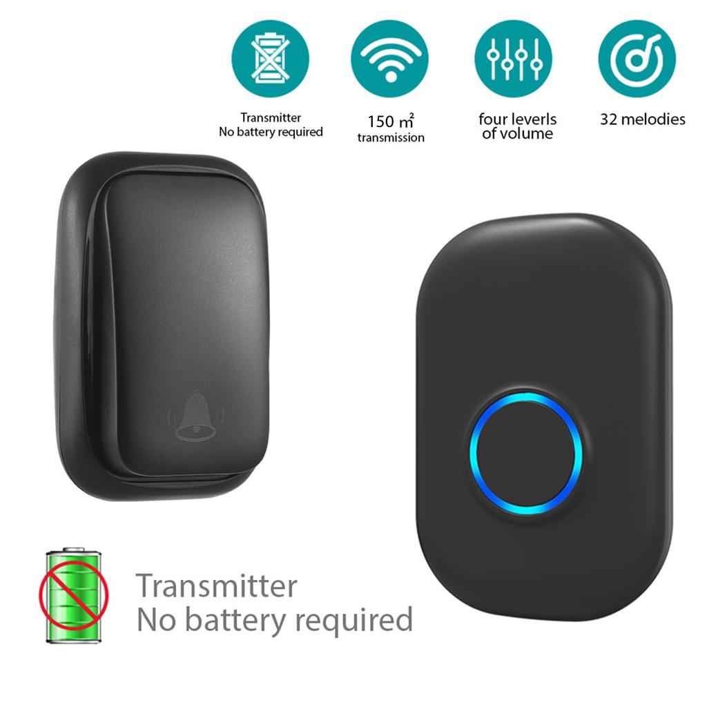 Wireless Door Bell IP65 Proof Doorbell Portable Doorbell Kit with 32 Music 4 Adjustable Volume Levels for Home Room