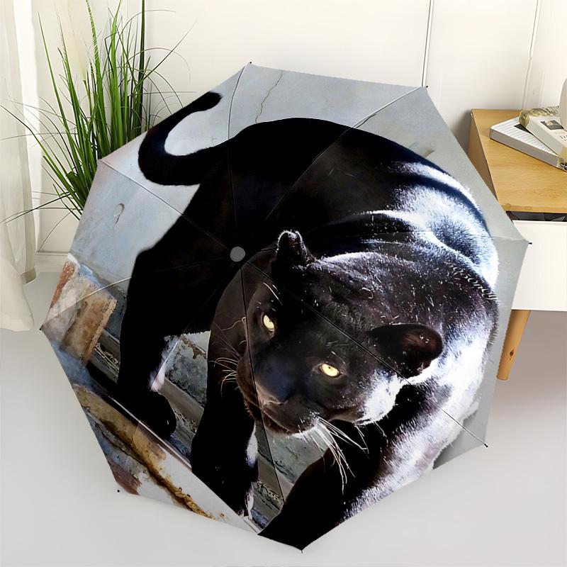 Black Panther Automatic Folding Umbrella Compact 8 rib Design, Unique Style, Suitable for Everyday Outdoor Use, Perfect Gift for Friends and