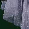 Свадебная фата из блестящей ткани с тюлем и россыпью жемчуга, ширина 150 см, средней длины, сверкающая, для платья без бретелей, для свадебного побега, для предсвадебной фотосессии