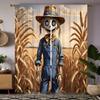 2 Pieces of HD Cornfield Scarecrow Curtains Yellow Tie Digital Printed Curtains Home Decoration Style Decoration Living Room Bed