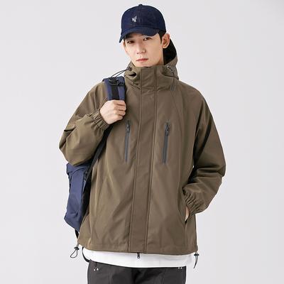 Пальто мужское весна и осень новая подростковая повседневная куртка с капюшоном модный весенний уличный топ