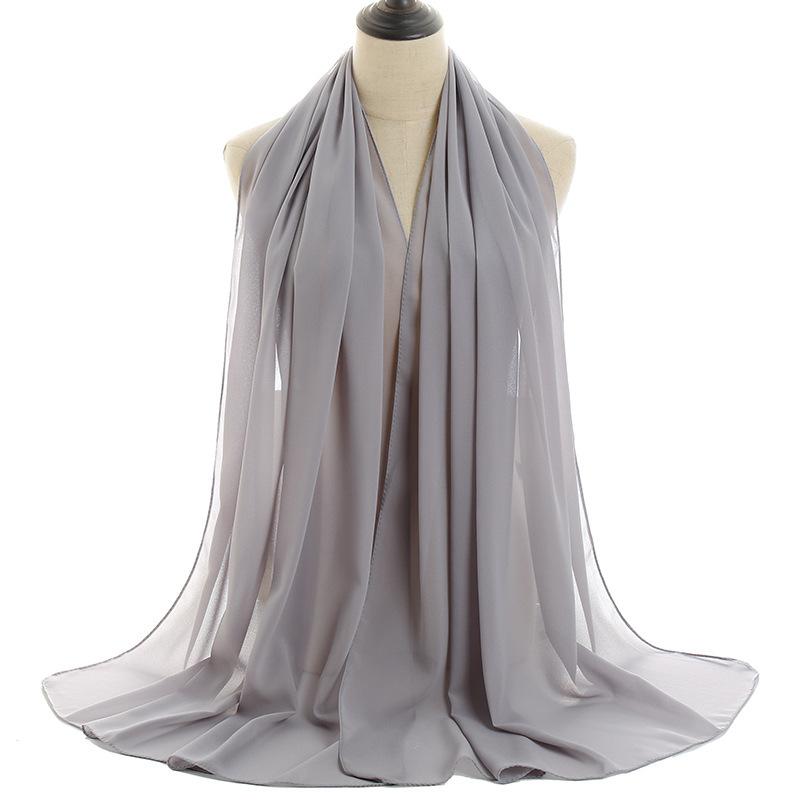 Горячая Распродажа хиджаб шарф мусульманские накидки 195см*70см пашмина шаль шифон сплошной цвет