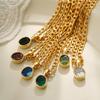 Multicolour Zircon Pendant Necklace Oval Shape Gemstone Necklace Metal Sweater Chain  Party Jewelry