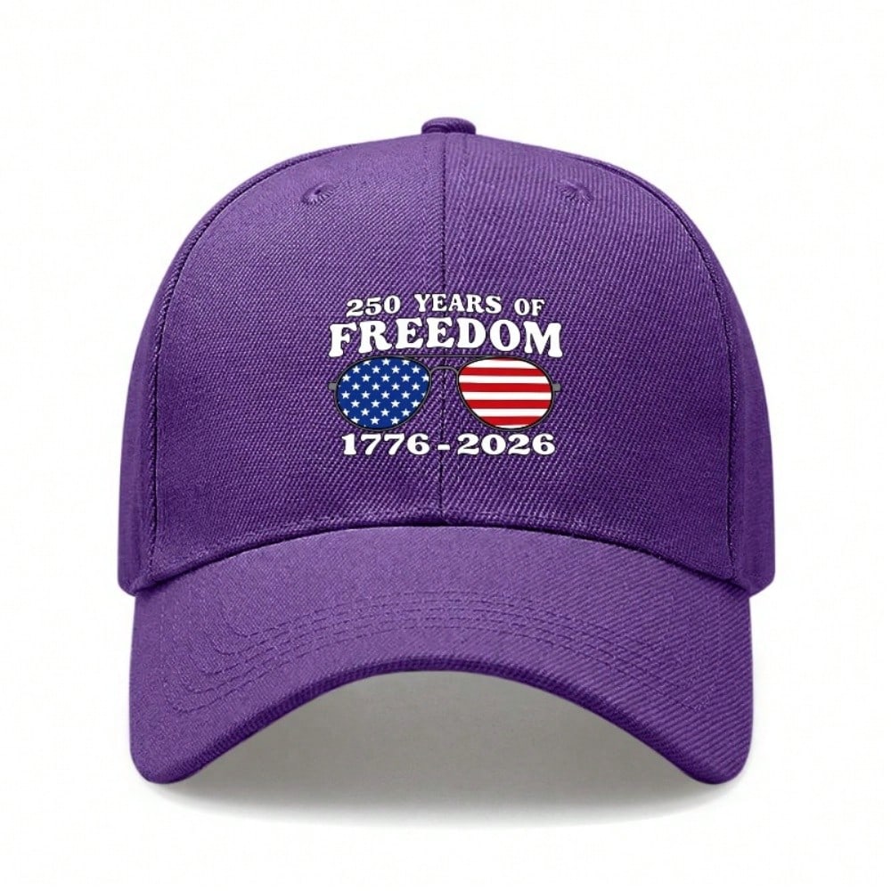 Patriotic Baseball Cap - 250Th Anniversary Unisex Letter "FREEDOM" Print Black Polyester Adjustable Breathable Lightweight Sun Protection Curved Brim