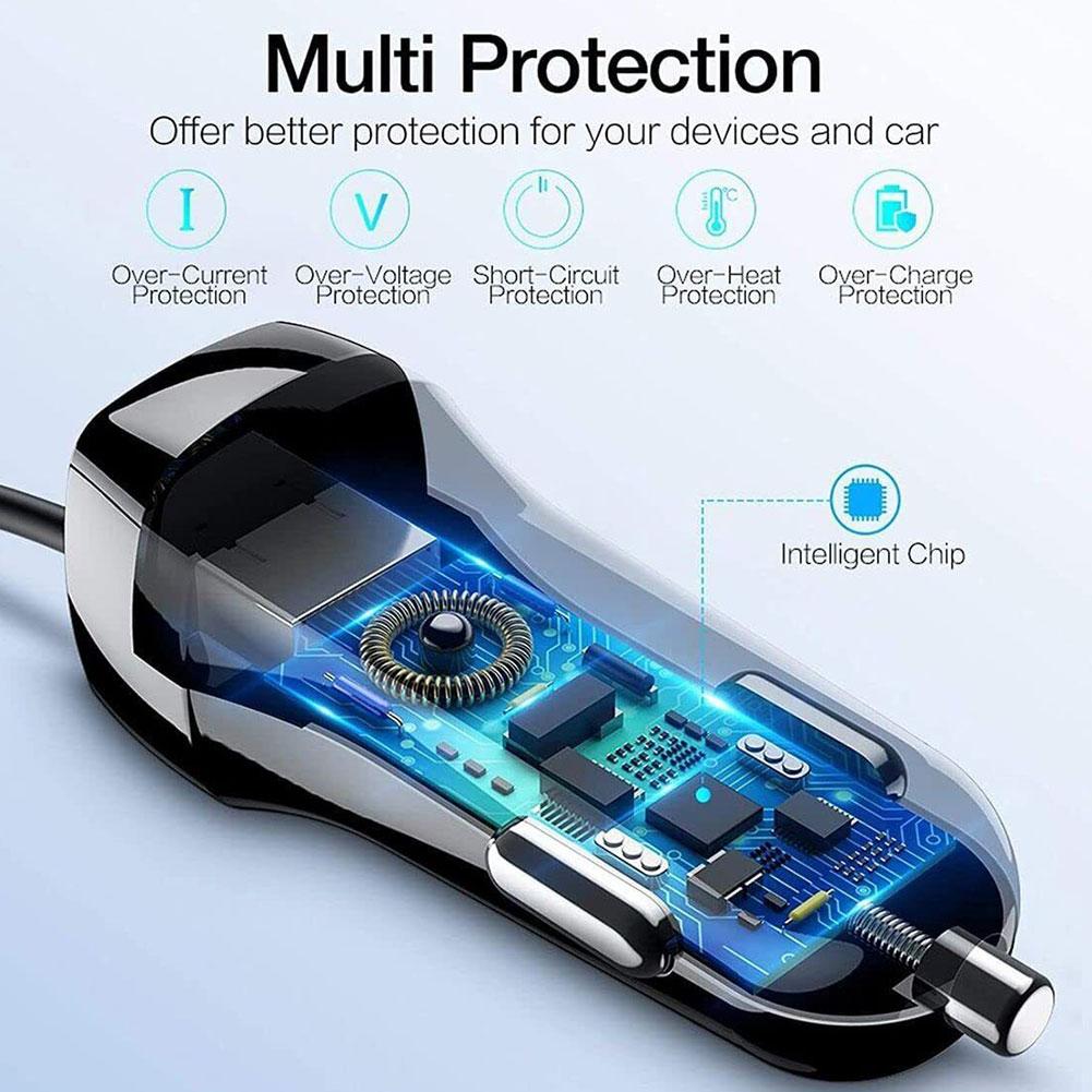 Автомобильное зарядное устройство Кабель TypeC Быстрая зарядка Прикуриватель USB Зарядное устройство для грузовика Для Samsung S21 S22 S23 Быстрое зарядное устройство QC3.0 для автомобиля