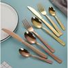 Набор столовых приборов из нержавеющей стали с зеркальной полировкой, покрытый розовым золотом, медный набор столового серебра, набор столовых приборов цвета розового золота
