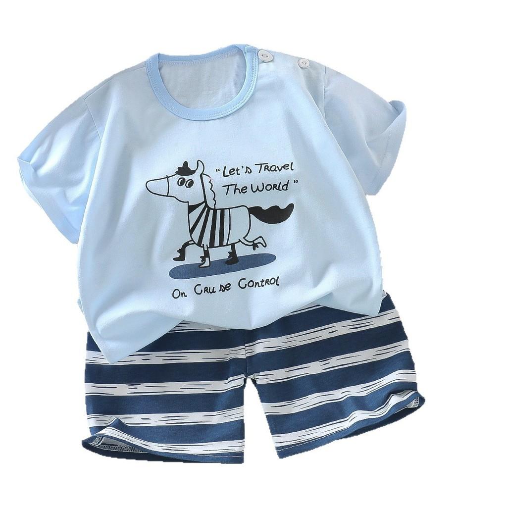Childrens Summer Cartoon Hoodie And Shorts Set With Soft Cotton For Kids