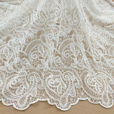 1 метр/лот 130 см в ширину Изысканная бежевая ажурная цветочная вышитая ткань хлопковая нить сетчатая ткань детская одежда свадебное платье аксессуары