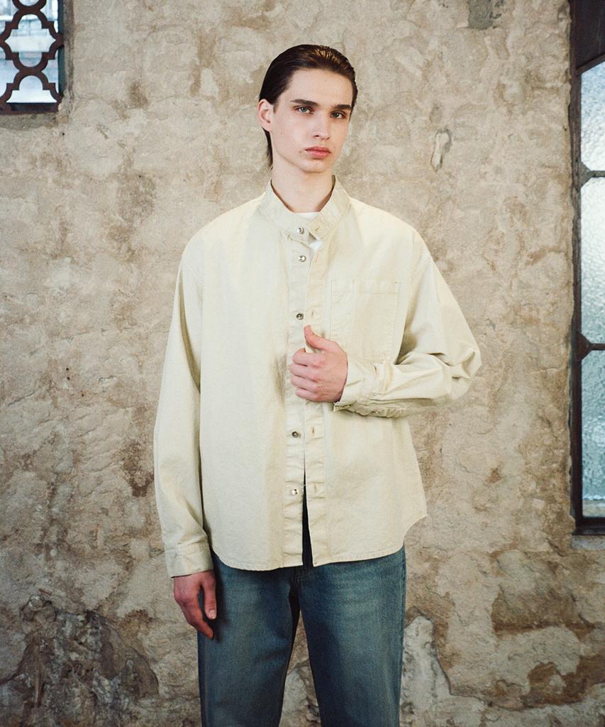 SHIRTER High Neck Overdyed Shirt (Ivory)