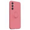 For Samsung Galaxy A55 5G Liquid Silicone Case Ring Kickstand Phone Cover with Lanyard