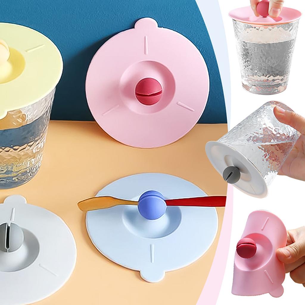 Silicone Cup Cover Hot Cup Cover Sealed Cup Cover With Spoon Holder Designed For Round Cup