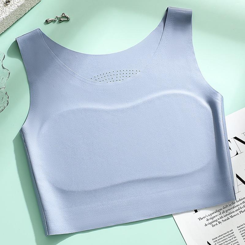 Traceless underwear, women's fixed cup, no steel ring, large chest, small chest, no chest pad, sports vest, integrated bra, beautiful back.