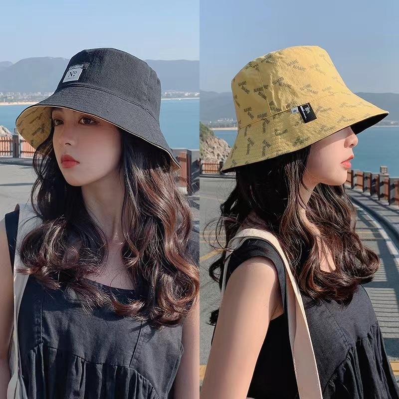 Reversible Bucket Hat for Women Girls Wide Brim Foldable Flat Top Panama Sun Hat Beach Fisherman Cap