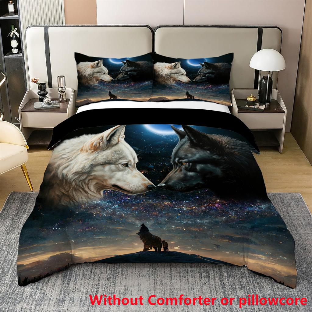 Quilt Cover 3D Printed Cartoon Anime Wolf Duvet Comforter  Polyester Soft And Comfortable Night Sky Bedding Sheets Sets