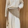 Knitted Triangle Hip Scarf Solid Color Waist Belt Boho Crochet Short Skirt Wrap  for Women