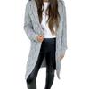 Autumn/Winter Knit Hooded Cardigan Coat - Mid-length Solid Color Cable Knitwear
