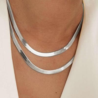 Женское колье-колье, плоское ожерелье со змеиной костью, регулируемая удлиненная цепочка-колье, ожерелье, ювелирные аксессуары