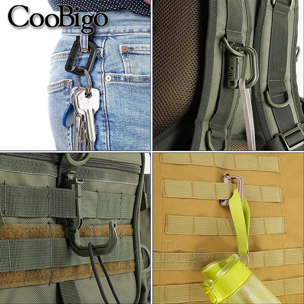 50pcs Plastic D Ring Grimlock Carabiner Clips Molle Tactical Backpack Snap Lock Webbing Buckle Keychain Hook Outdoor Accessories