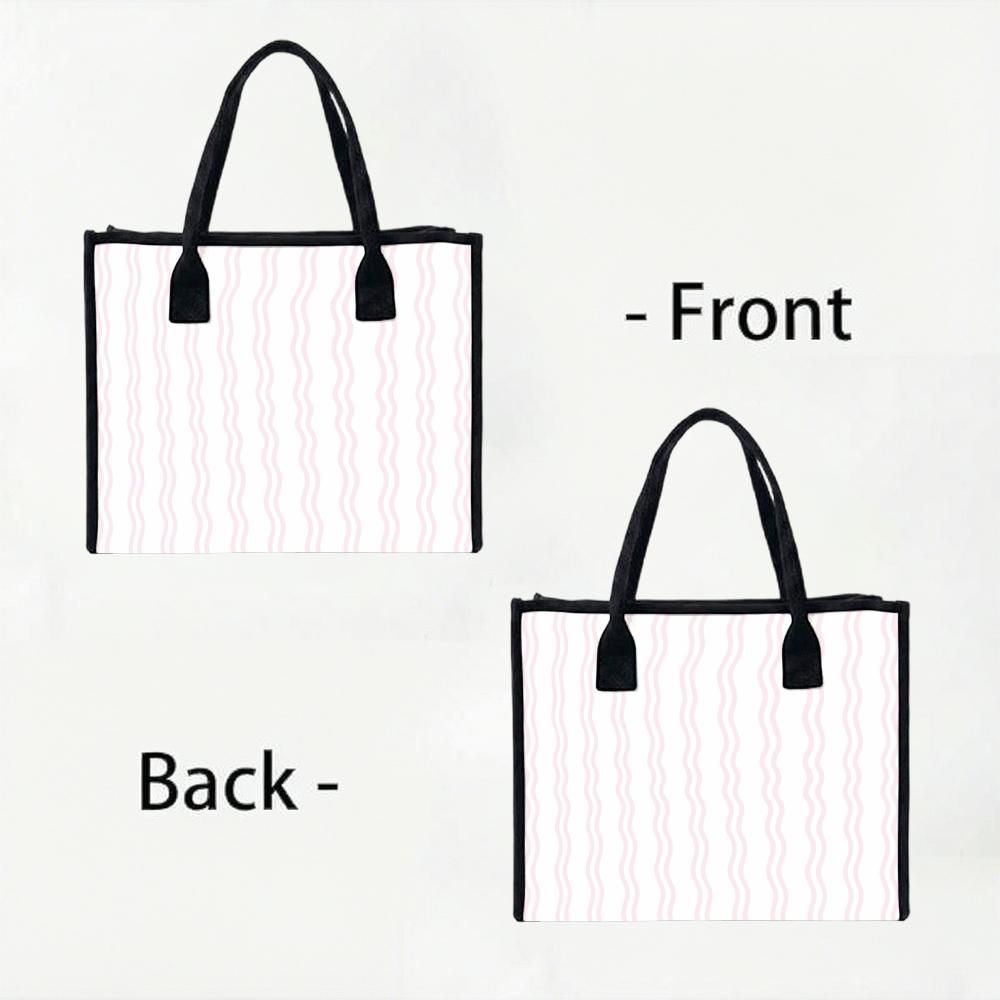 Wavy Pattern Tote Bag Casual Large Capacity Handbag for Daily Use