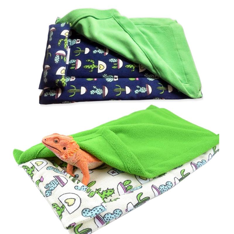 Bearded Dragon Bed with Pillow and Blanket Comfortable Warm Sleeping Bed with Plush Cover for Leopard