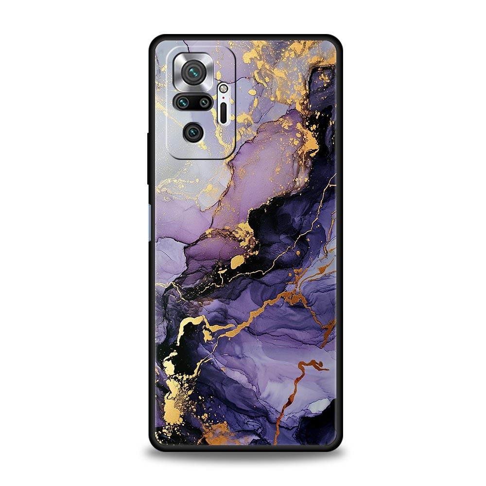 Акварельный мраморный чехол для телефона Xiaomi Redmi Note 14 13 5G 10 11 12 Pro Plus 4G 14C 13C 12C 10C Черная крышка