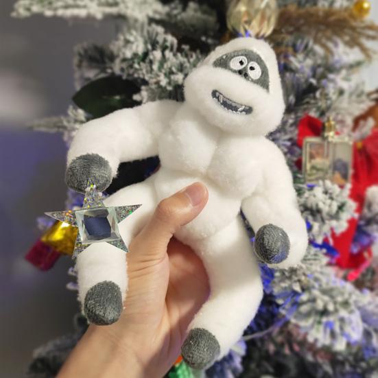 Abominable Snowman Christmas Tree Topper Plush Stuffed Snow Elf Christmas Tree Hugger with Star for Xmas Treetop Decoration