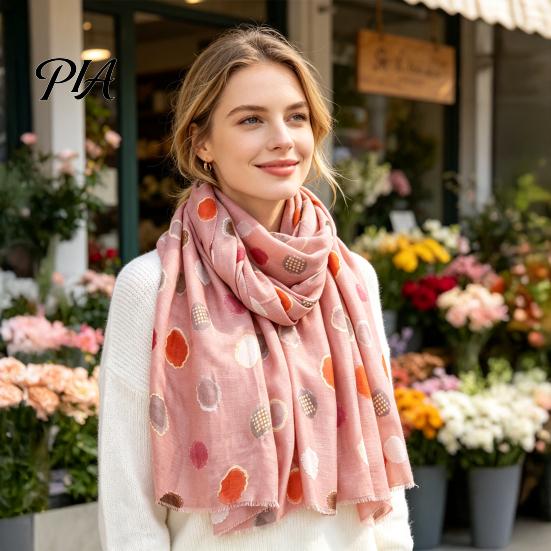 Soft Neck Scarf Polka Dot Silk for Women, Lightweight Tassel Shawl, Elegant Breathable Women Wrap Spring Summer Autumn Winter, Fashion Headwear
