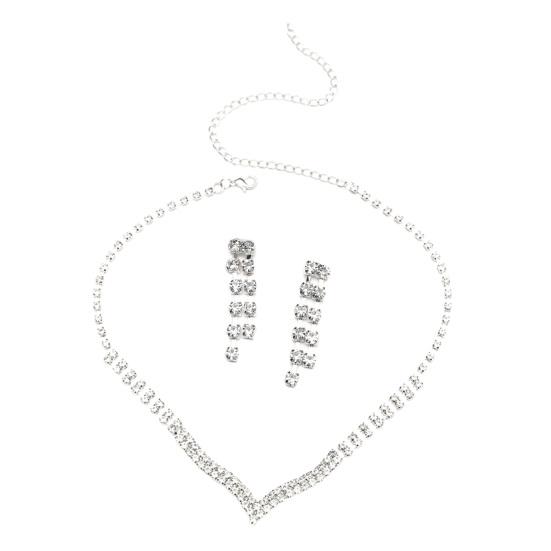 1 компл. женское ожерелье, серьги с кисточками и стразами, ювелирные изделия, изысканный элегантный комплект ювелирных изделий для повседневного ношения