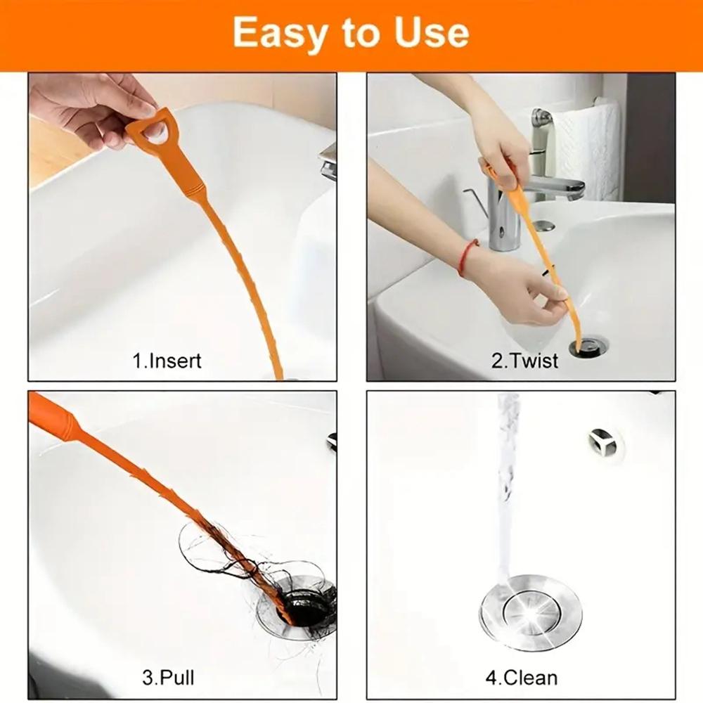 5Pcs 51cm PP Sewer Dredging Hook Sink Pipe Washbasin Bathroom Drain Dredging Tool