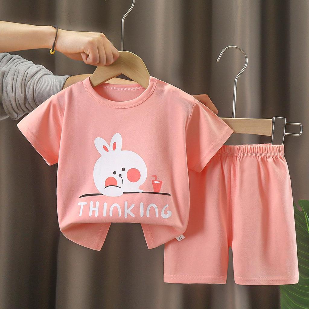 Короткие комплекты для мальчиков и девочек, милый динозавр с цветочным принтом, топы с короткими рукавами, короткие штаны с круглым вырезом, комплекты из двух предметов, одежда для детей