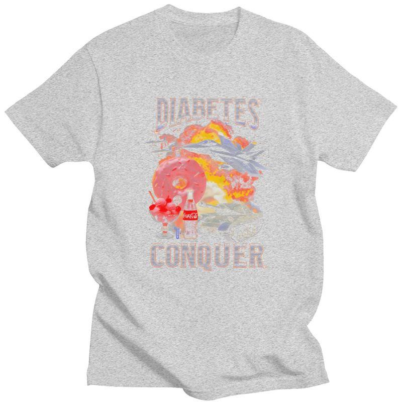 Diabetes Conquer T Shirt for Men Pure Cotton Humor Sarcastic Joke Tshirts Casual Short Sleeve Tee Shirt Slim Fit Clothing Gift