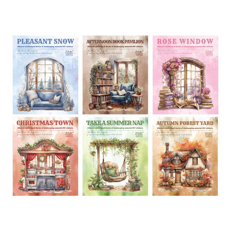 10 шт./упак. Цветочные наклейки на окна из ПЭТ-пластика, светящиеся ракушки, сделай сам, скрапбукинг, коллаж, канцелярские принадлежности, эстетика, наклейки для декора