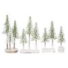 Mini Christmas Tree Artificial Bottle Brush Tree with Wooden Base Small Snow Frost Flocked Pine Tree for Winter Tabletop Home Decor