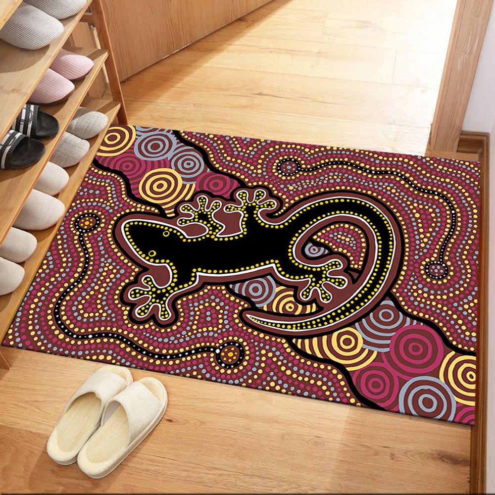 Aboriginal Art Gecko Floor Mats for Living Room, Bedroom and Room Decoration Are Suitable for Gifts.