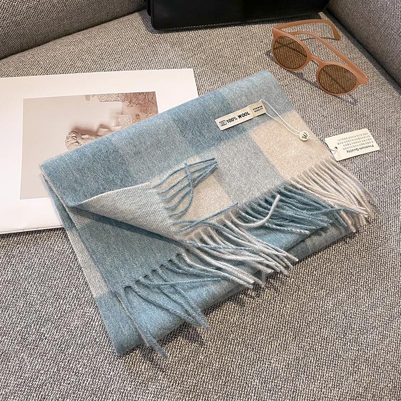 Small Wool Checkerboard Simple Winter Versatile Warm Scarf Female Scarf Student Style