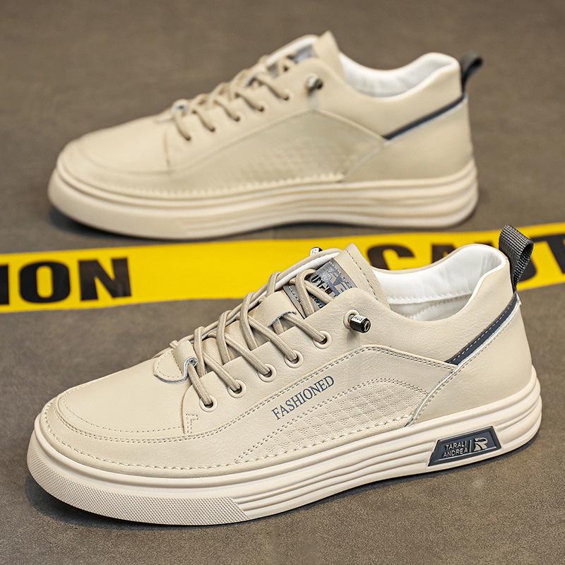 Мужская обувь весна новая универсальная маленькая белая обувь мужская повседневная обувь для скейтборда дышащая на одной педали ленивая водонепроницаемая кожаная обувь мужская