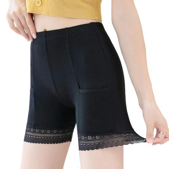 Women Safety Pants High Elasticity Solid Color Seamless Lace Anti-exposure