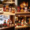 Rustic Wood Cat Figurines 3Pcs Christmas Wooden Ornaments with Hat and Bow Tie, Decorative 2D Thanksgiving Table Centerpieces Flat Tabletop Figurines,