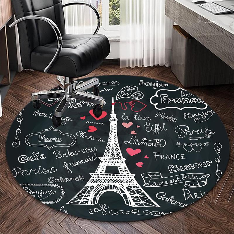 S Paris Tower Round Rug Nonslip Area Rug Office Chair Mat Carpet For Living Room Bedroom Home Decor