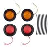 4pcs 2in Round LED Indicator Light Side Marker Lamp Red Yellow Lens with HeatShrink Tube for