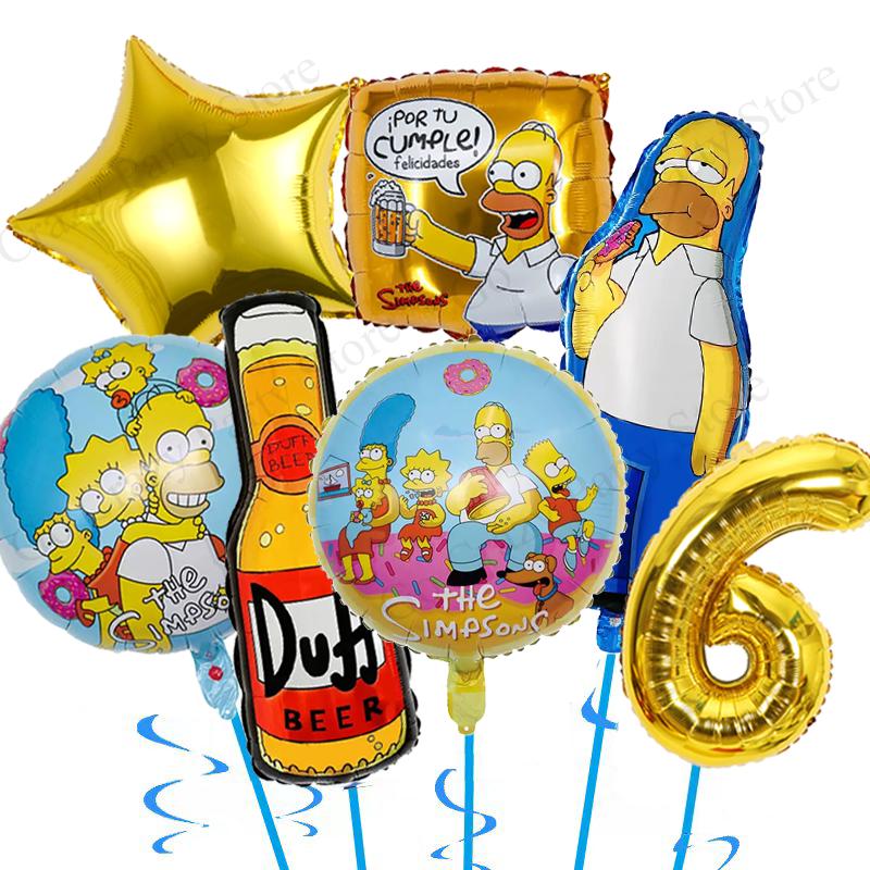 Birthday Decoration Simpsonsed Birthday Tableware Tablecloth Balloons Funny Yellow TV Famliy Home Baby Shower Party Favors