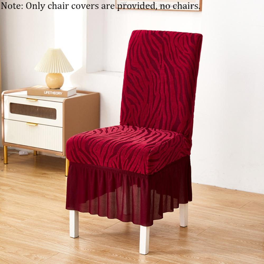 Elastic Skirted Chair Cover Dustproof Removable Wear-Resistan Seat Cover Jacquard Wave Pattern Living Room Chair Cover