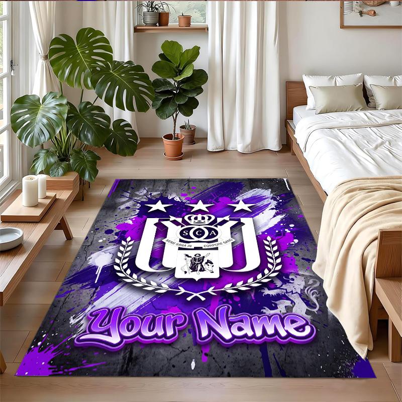 Crystal Velvet Rug Custom Name Text, Soft Non Slip Floor Mat Home DecorAnderlecht FC