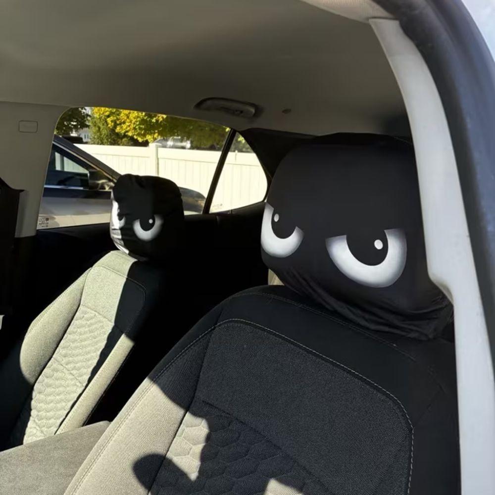 2Pcs Funny Face Expressions Car Headrest Covers Cartoon Car Seat Headcover Gift for Car Lover